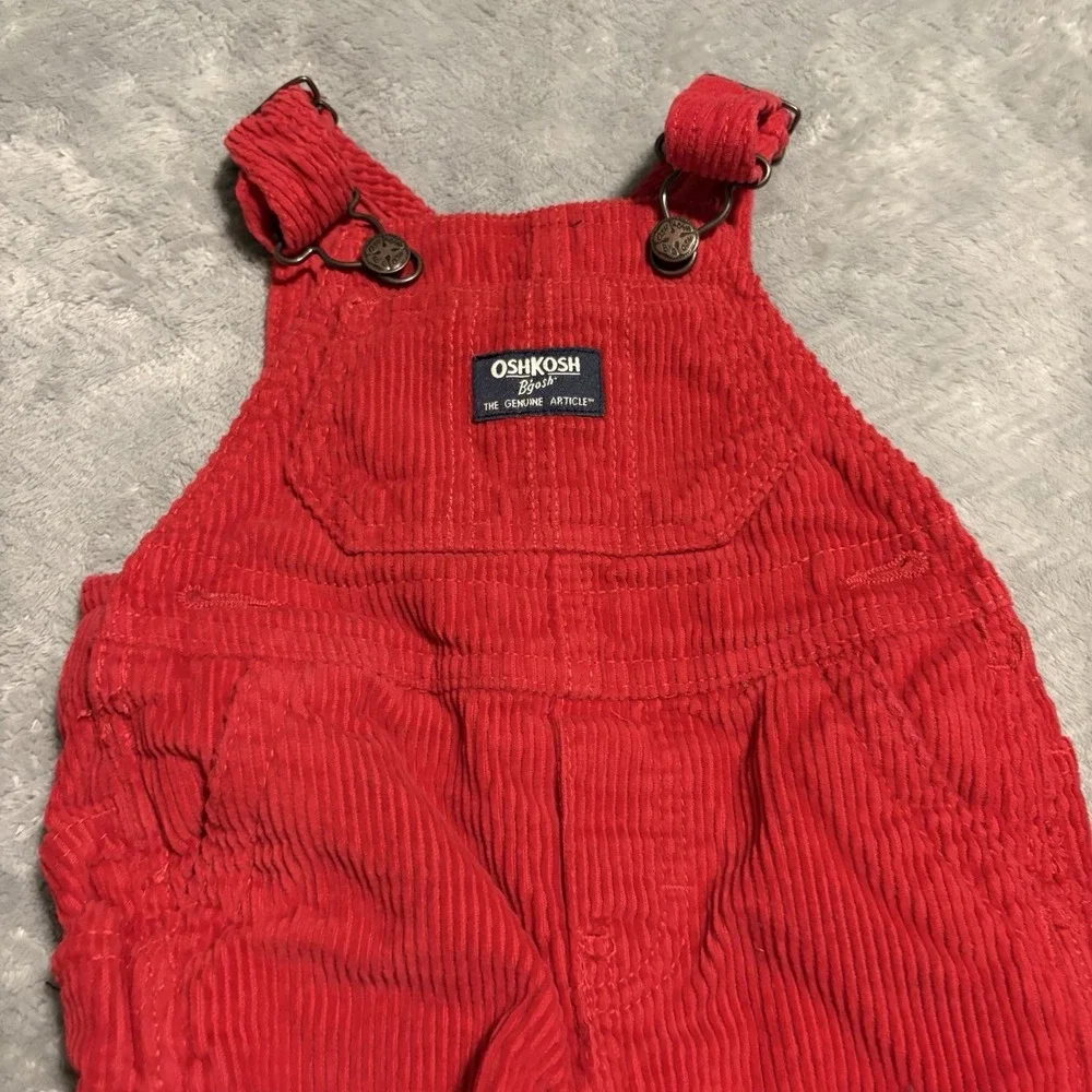 Oshkosh Bgosh Overalls Baby 6 Months Red Corduroy